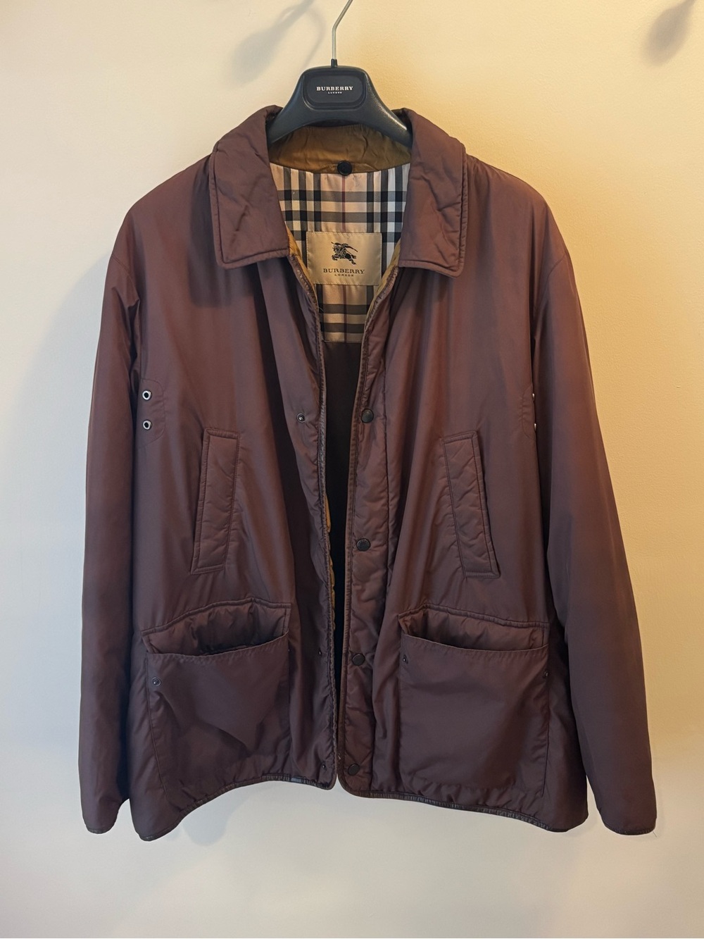 Burberry London Men’s L Brown Field Utility Jacket Detachable Fur Collar